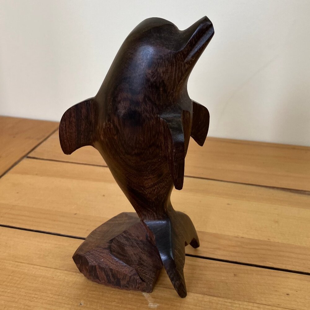 Iron Wood Dolphin Carved Wooden Figurine Vintage Ironwood Statue